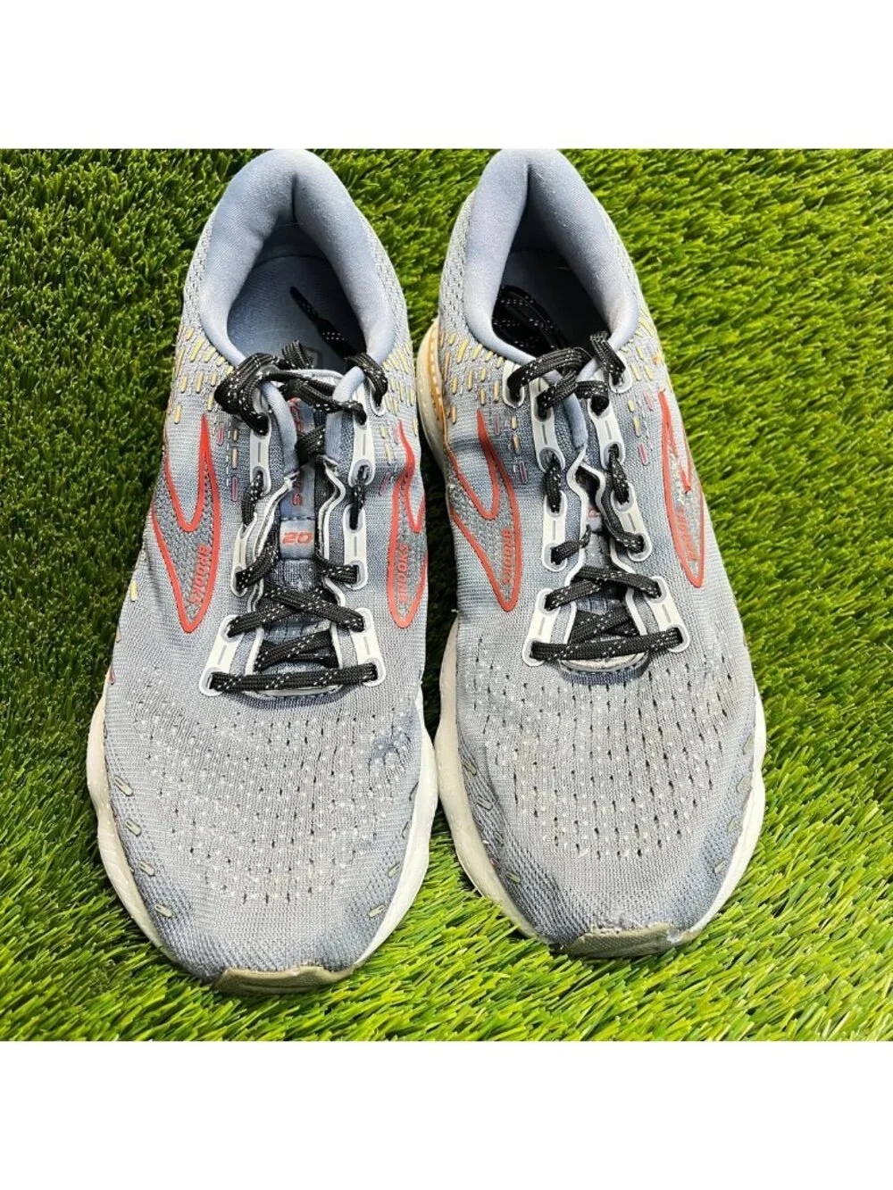 Brooks Glycerin GTS 20 Mens Size 9.5 Gray Yellow Athletic Running Shoes Sneakers